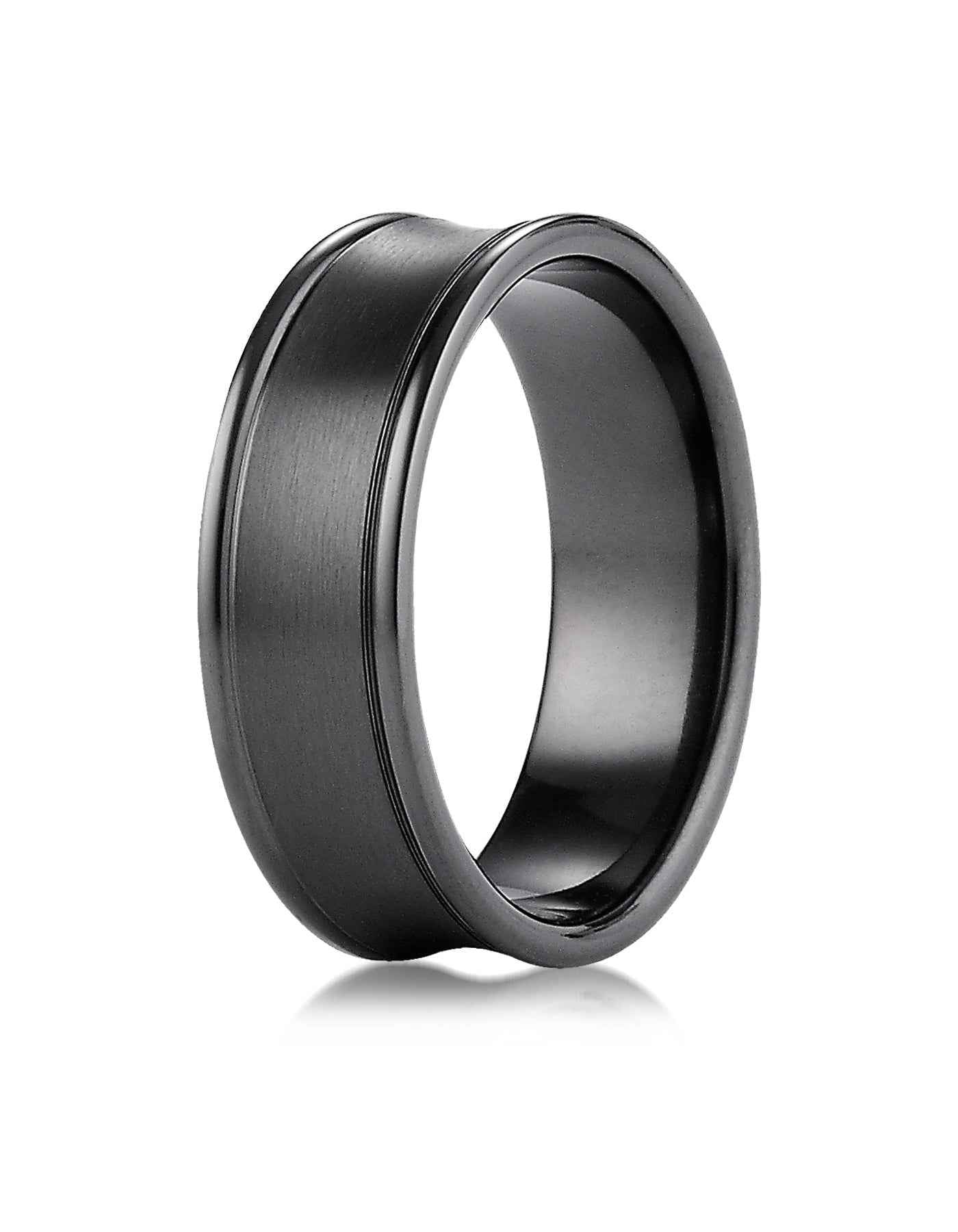 BENCHMARK Mens 7.5MM Black Titanium Wedding Band close-up detail (2)