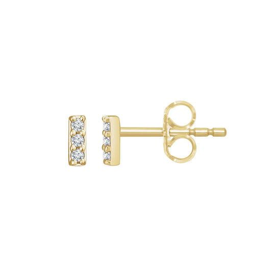 Diamond Accent Petite Bar Earrings in 14K Yellow Gold