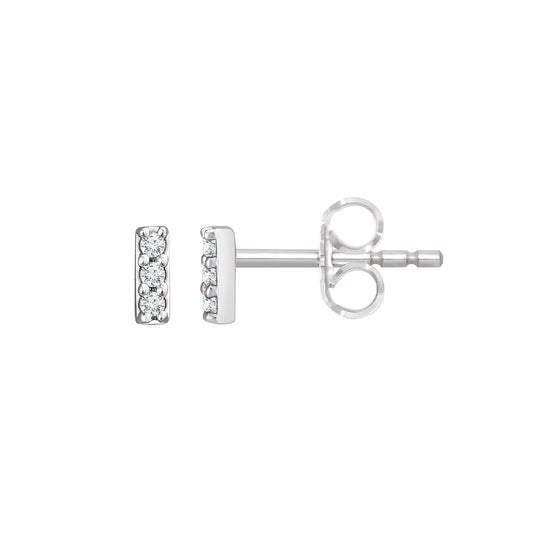 Diamond Accent Petite Bar Earrings in 14K White Gold