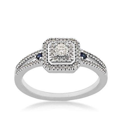 I Promise 1/4 ct. tw. Diamond Halo Promise Ring with Genuine Round Sapphire Accents in 10K White Gold