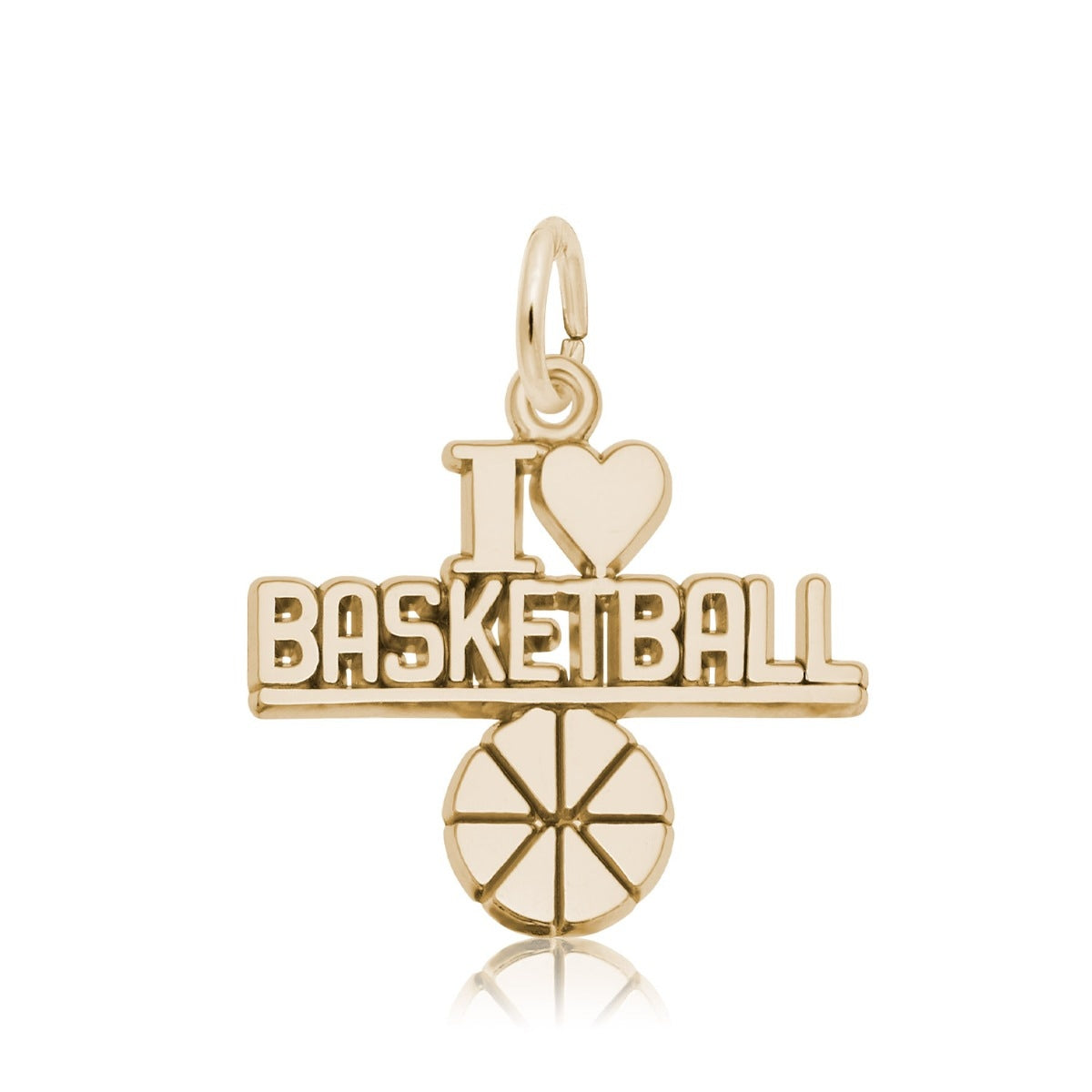I Love Basketball Charm in 14K Yellow Gold