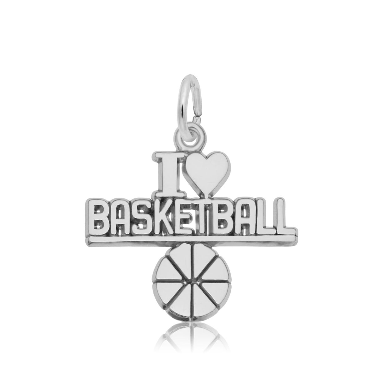 I Love Basketball Charm in Sterling Silver