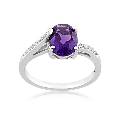 Amethyst and .07 ct. tw. Diamond Fashion Ring in 10K White Gold