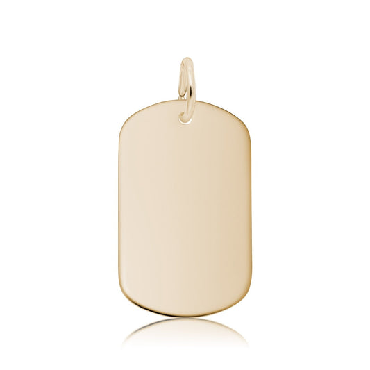 Small Dog Tag Charm in 14K Yellow Gold