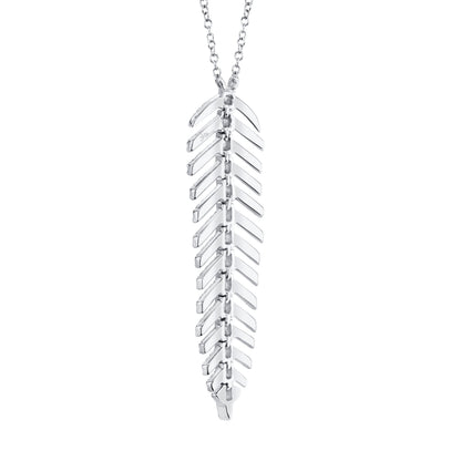 Shy Creation 1/3 ct. tw. Diamond Pave Feather Fashion Dangle Pendant in 14K White Gold front view