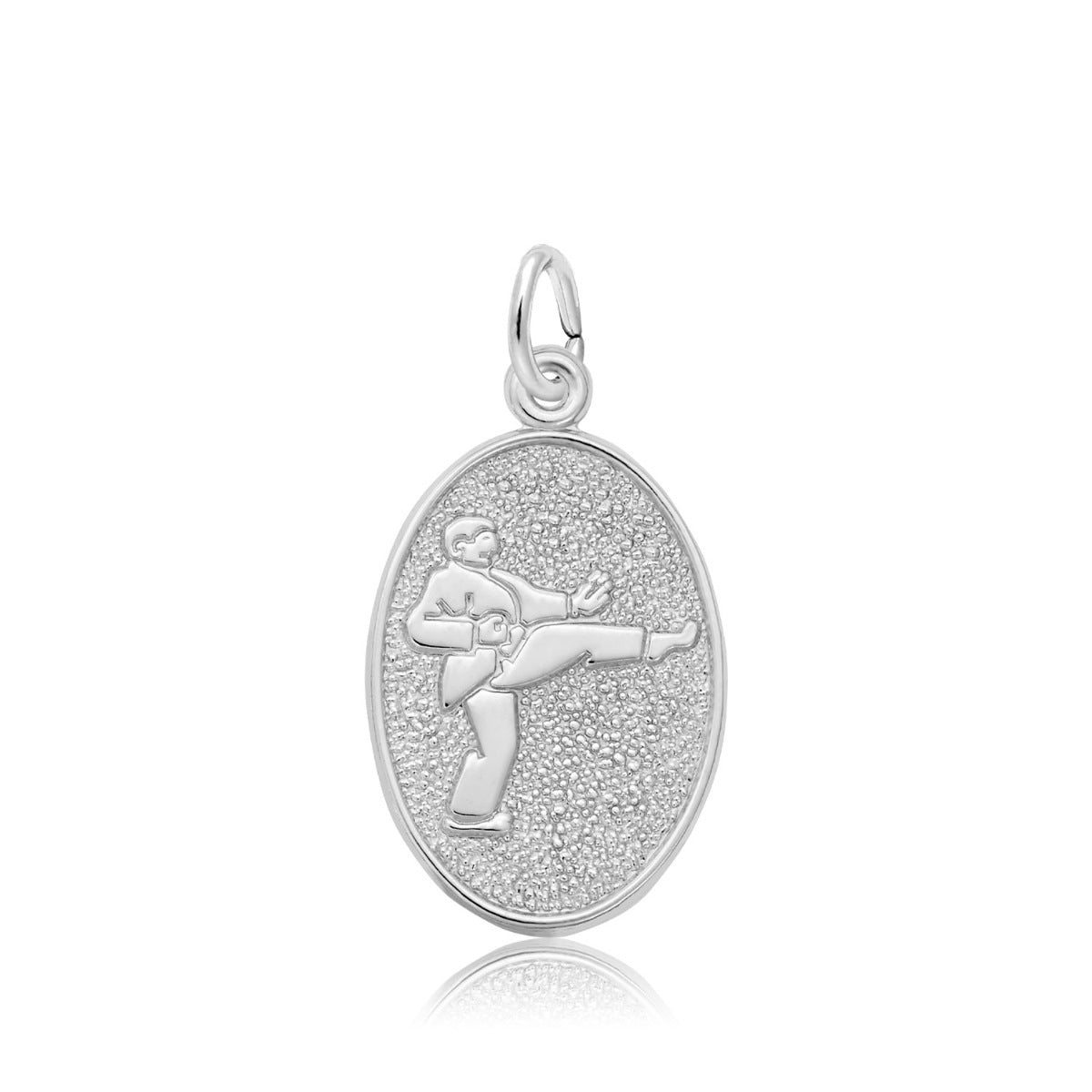 Martial Arts Oval Disc Charm in Sterling Silver