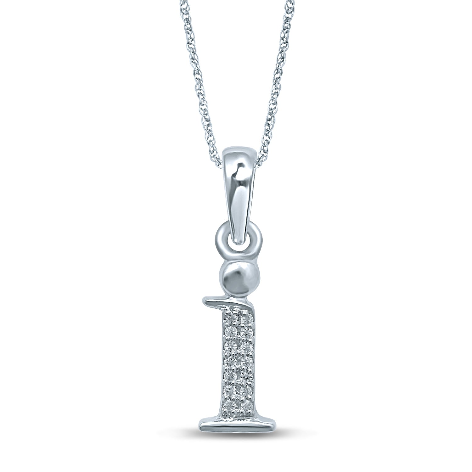 .03 ct. tw. Diamond Initial 'I' Pendant in 10K White Gold
