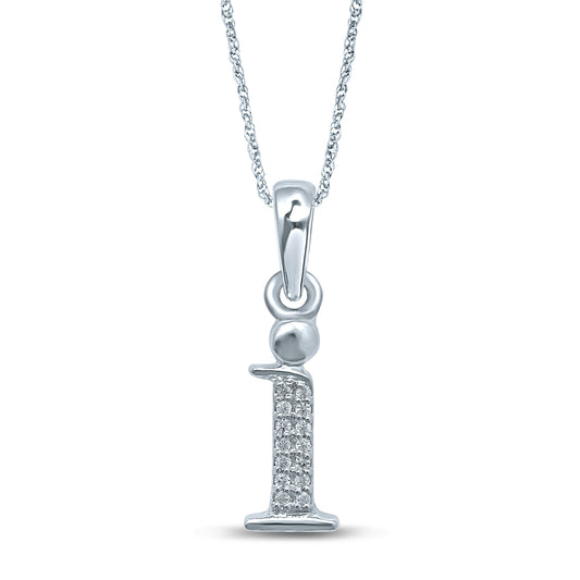 .03 ct. tw. Diamond Initial 'I' Pendant in 10K White Gold