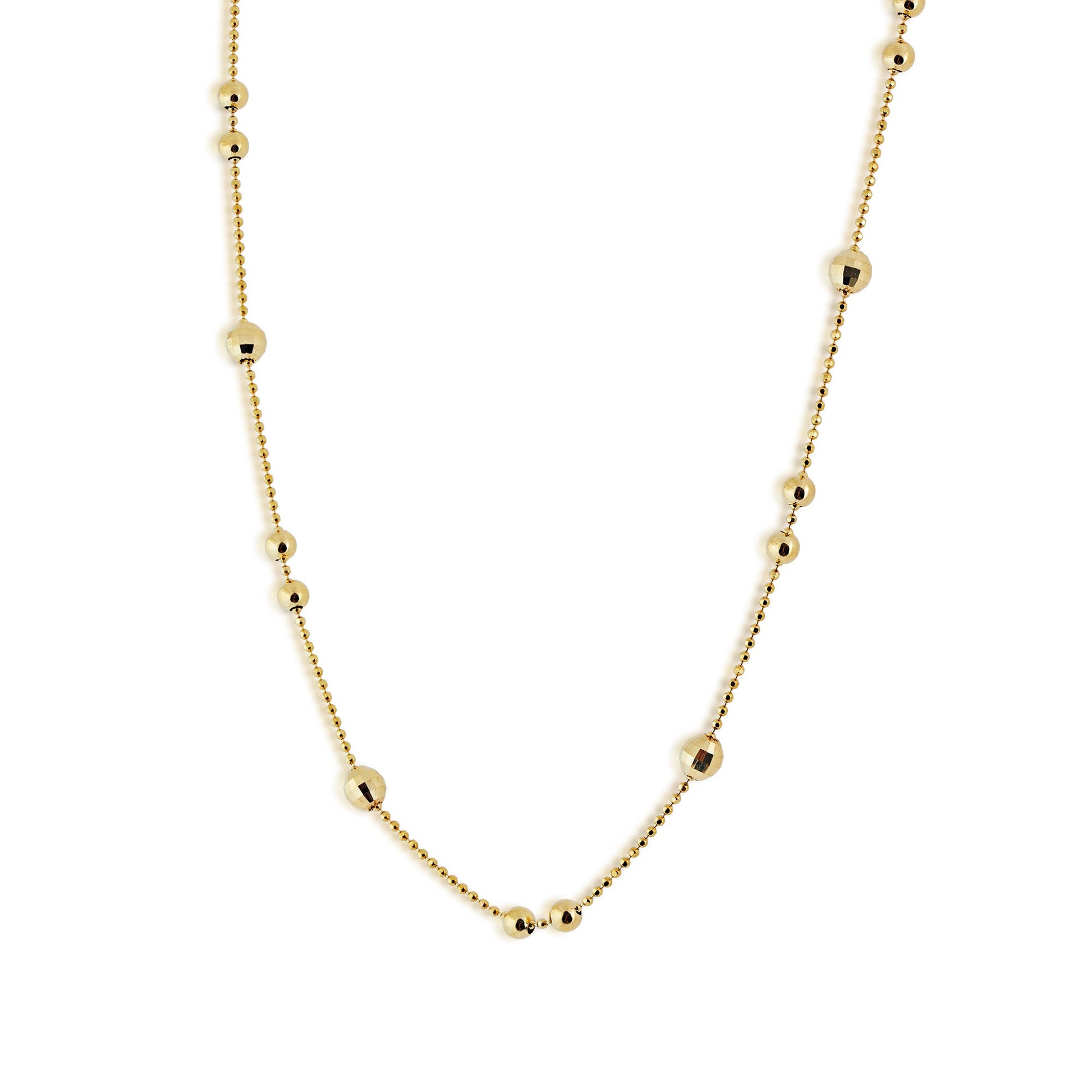 Ladies' Mirror Bead Fashion Necklace in 10K Yellow Gold