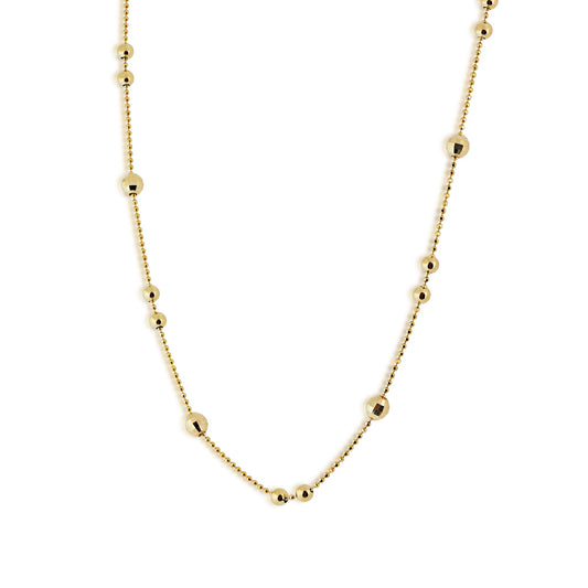 Ladies' Mirror Bead Fashion Necklace in 10K Yellow Gold