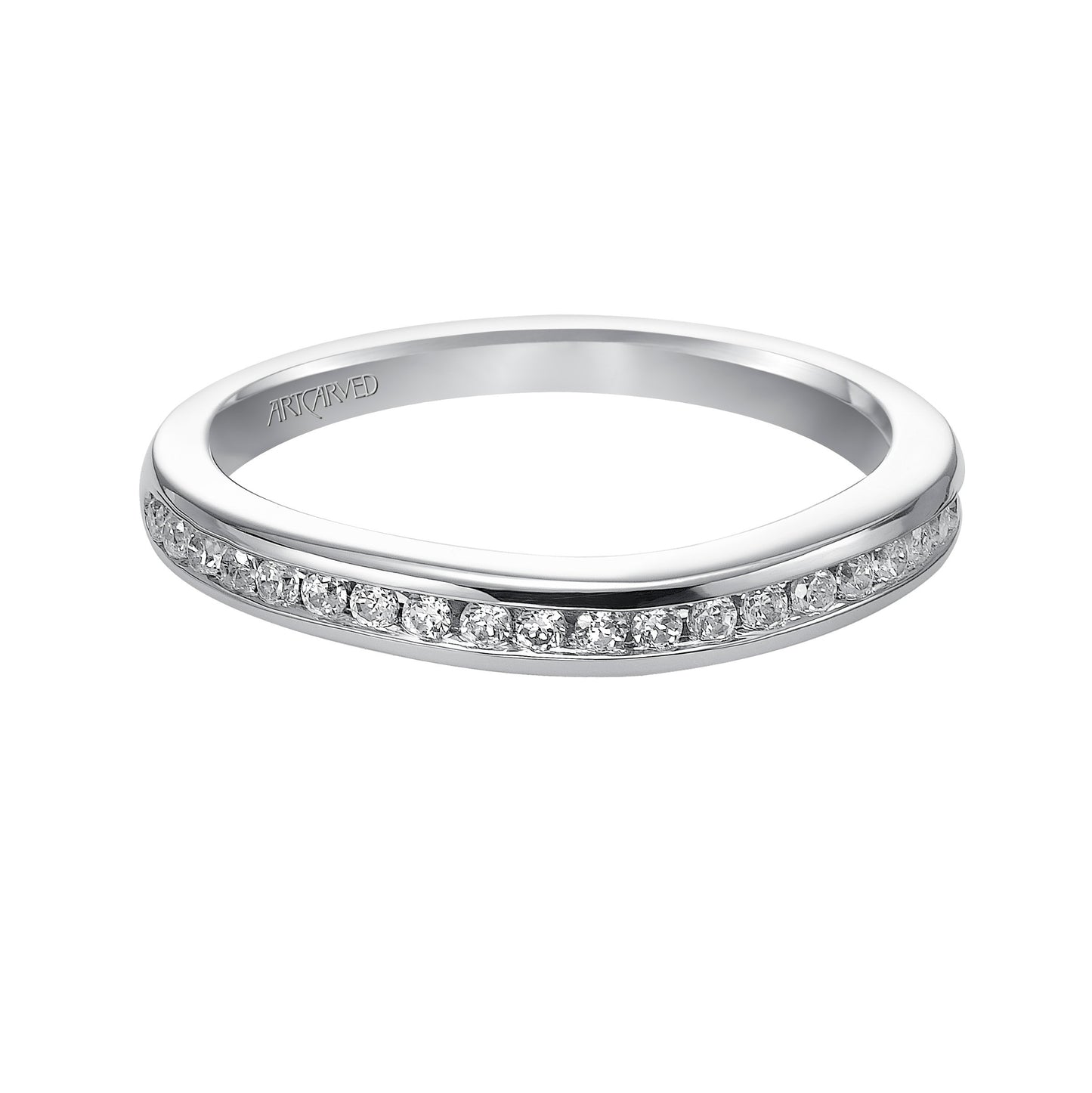 ArtCarved Contemporary 1/5 ct. tw. Round Diamond Wedding Band in 14K White Gold