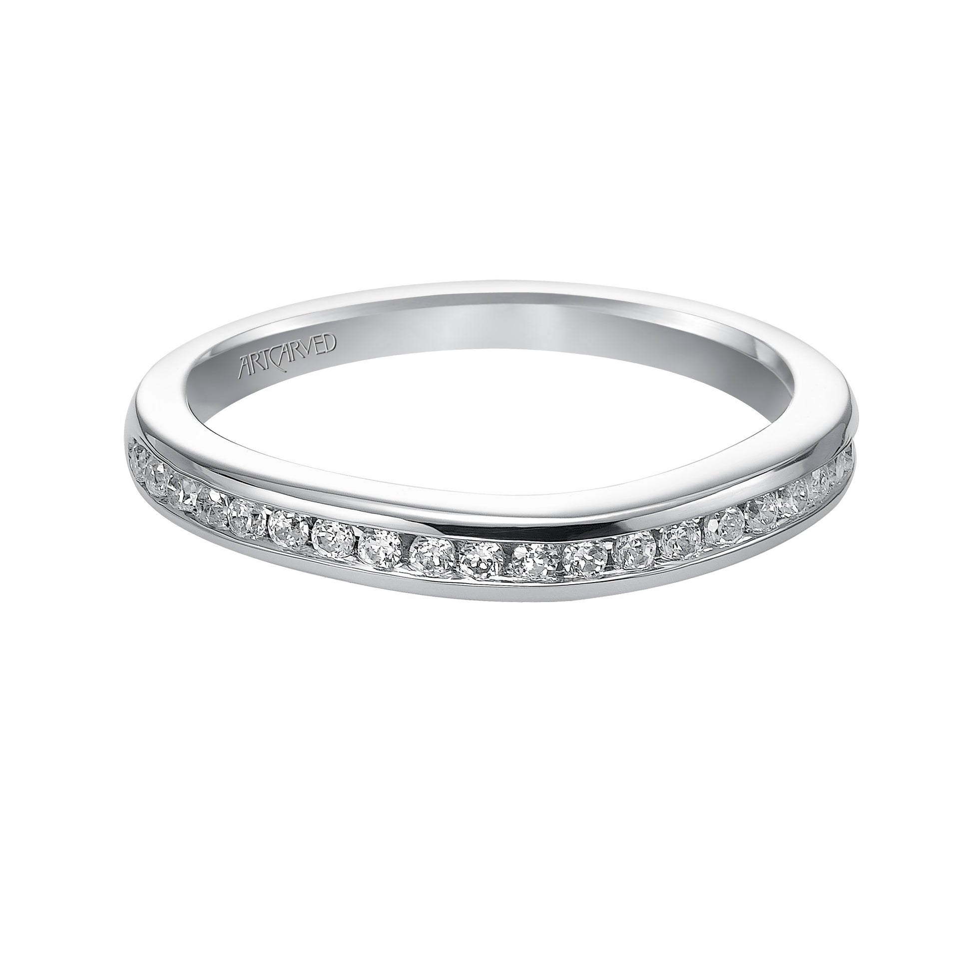 ArtCarved Contemporary 1/5 ct. tw. Round Diamond Wedding Band in 14K White Gold