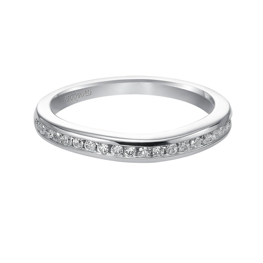 ArtCarved Contemporary 1/5 ct. tw. Round Diamond Wedding Band in 14K White Gold