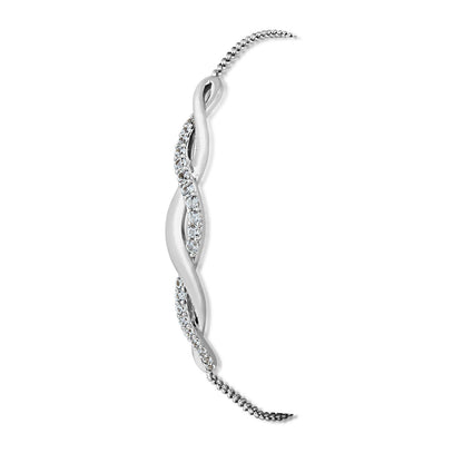 Created White Sapphire Twist Bolo Bracelet in Sterling Silver front view