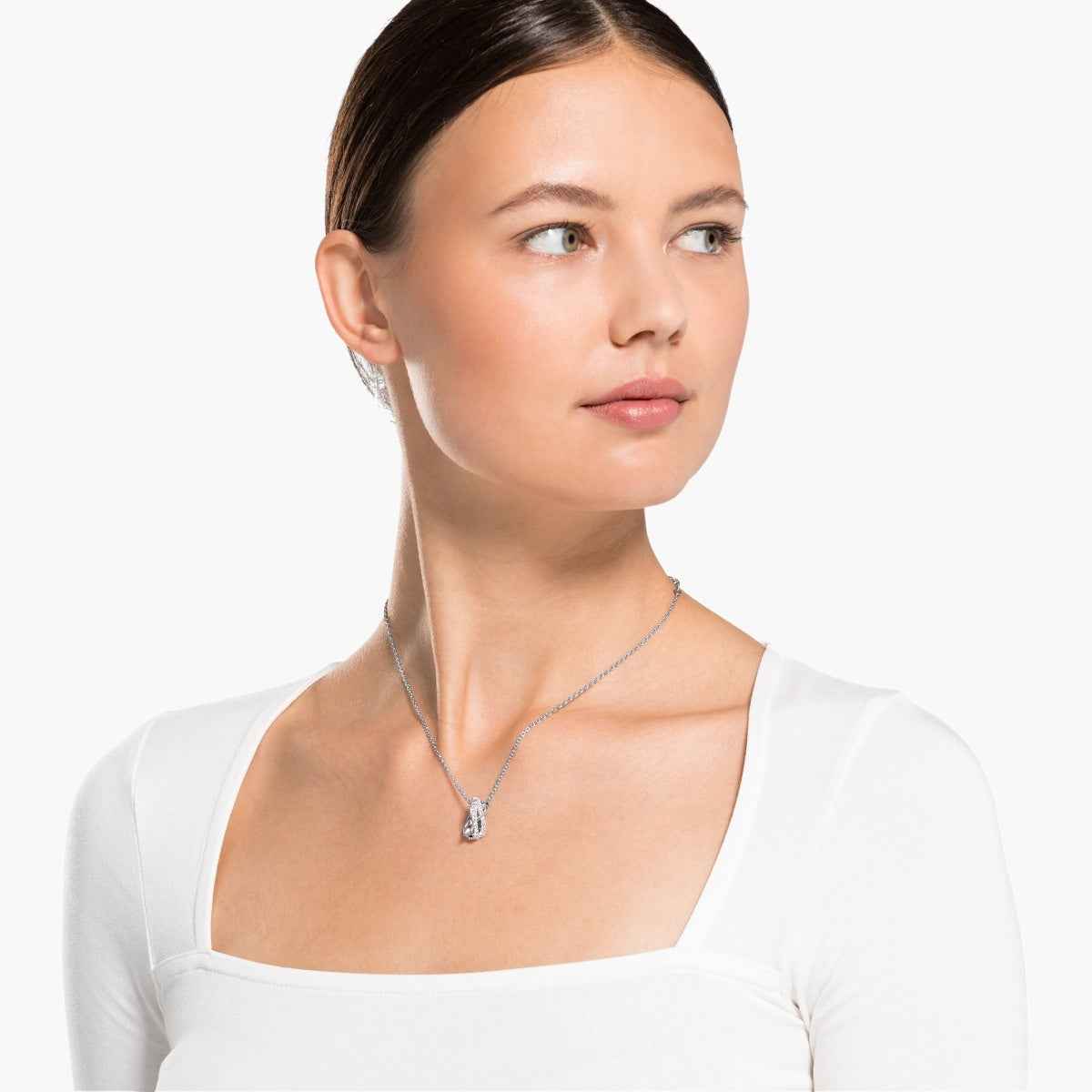 Swarovski Twist Rows White Stone Pendant front view