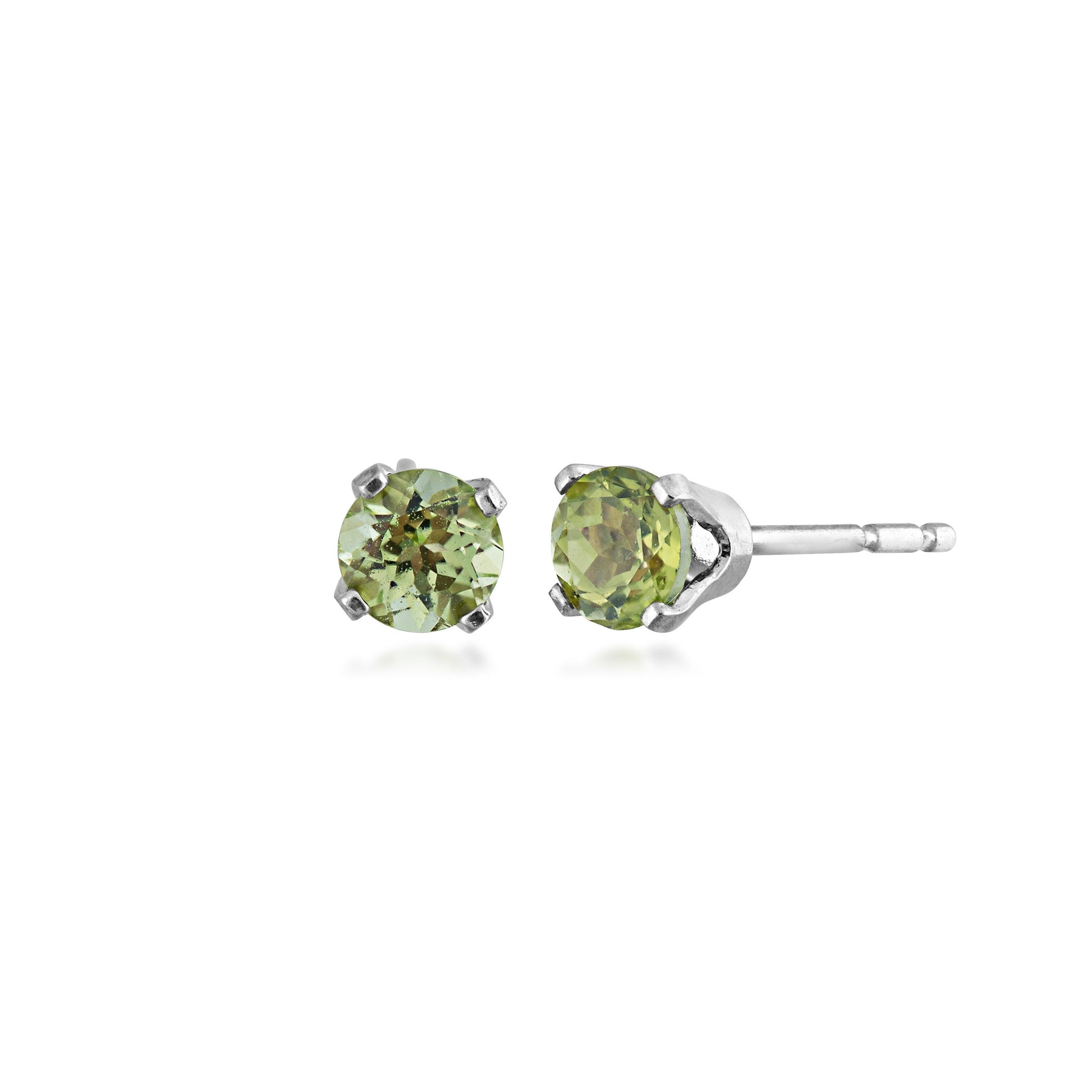 4mm Round Peridot Solitaire Earrings in 14K White Gold