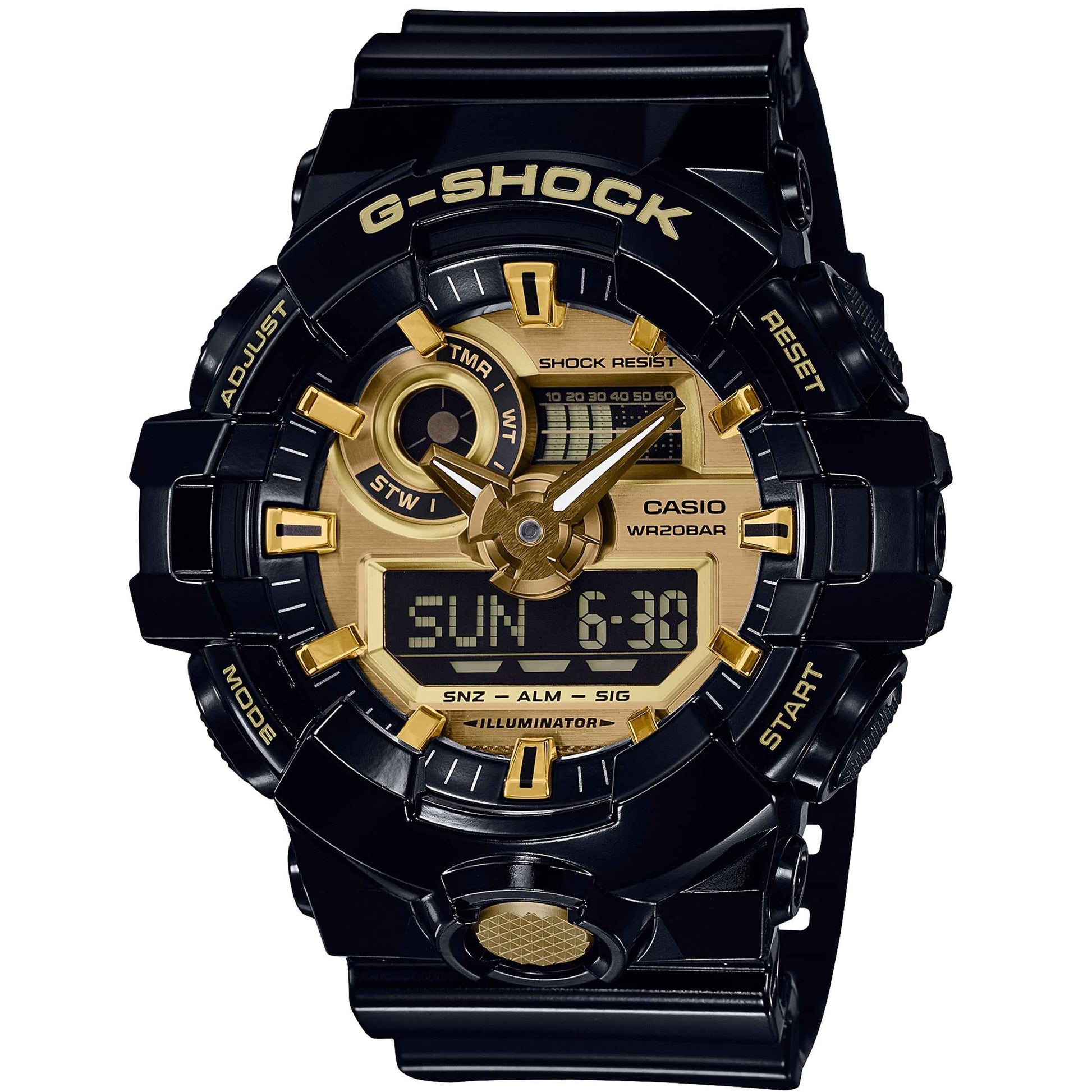 G-Shock Men's Super Illuminator Gloss Black and Gold Watch
