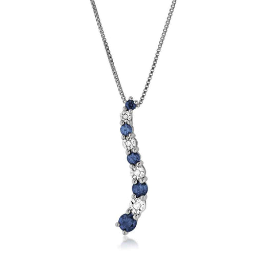 Journey Collection Sapphire and .02 ct. tw. Diamond Pendant in 10K White Gold