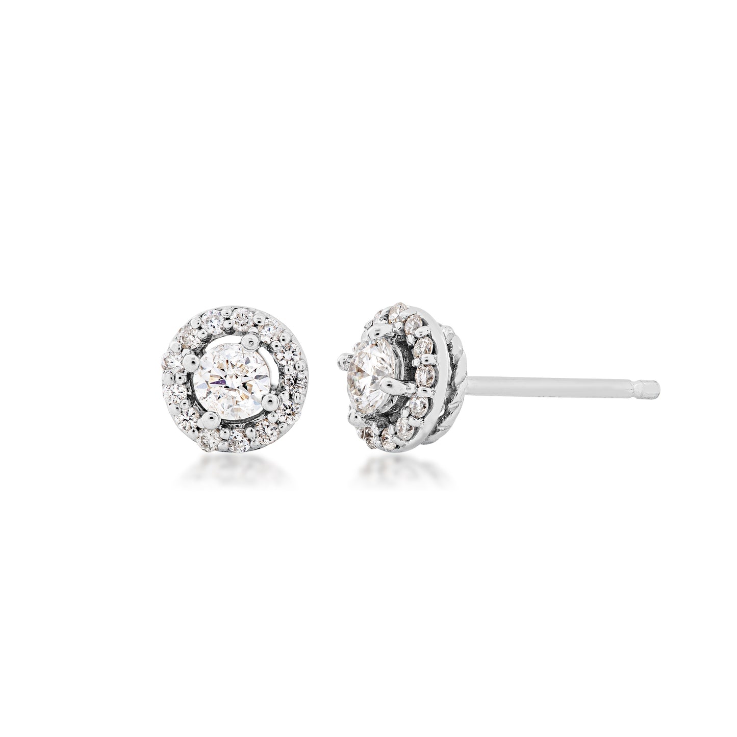 1/3 ct. tw. Round Brilliant Diamond Halo Earrings in 10K White Gold
