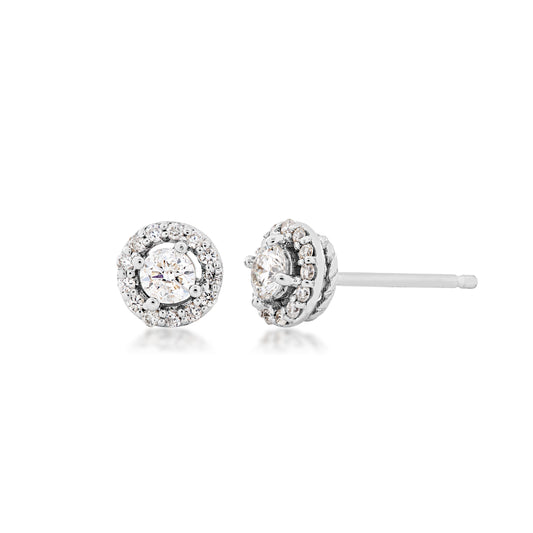 1/3 ct. tw. Round Brilliant Diamond Halo Earrings in 10K White Gold