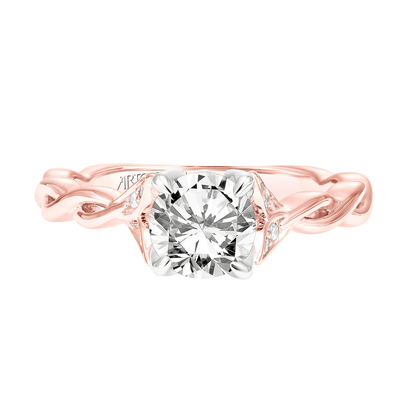Artcarved Contemporary .05 ct. tw. Diamond Semi-Mount Engagement Ring with Twisted Band Design in 14K Pink and side profile