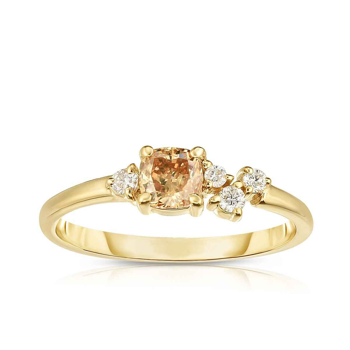 Mocha Lux 1/2 ct. tw. Cushion Cut Mocha & White Diamond Constellation Inspired Fashion Ring in 14K Yellow Gold