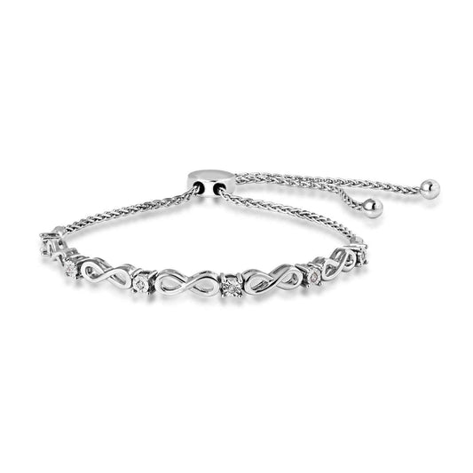 .07 ct. tw. Diamond Infinity Bolo Bracelet with Miracle Plating in Sterling Silver