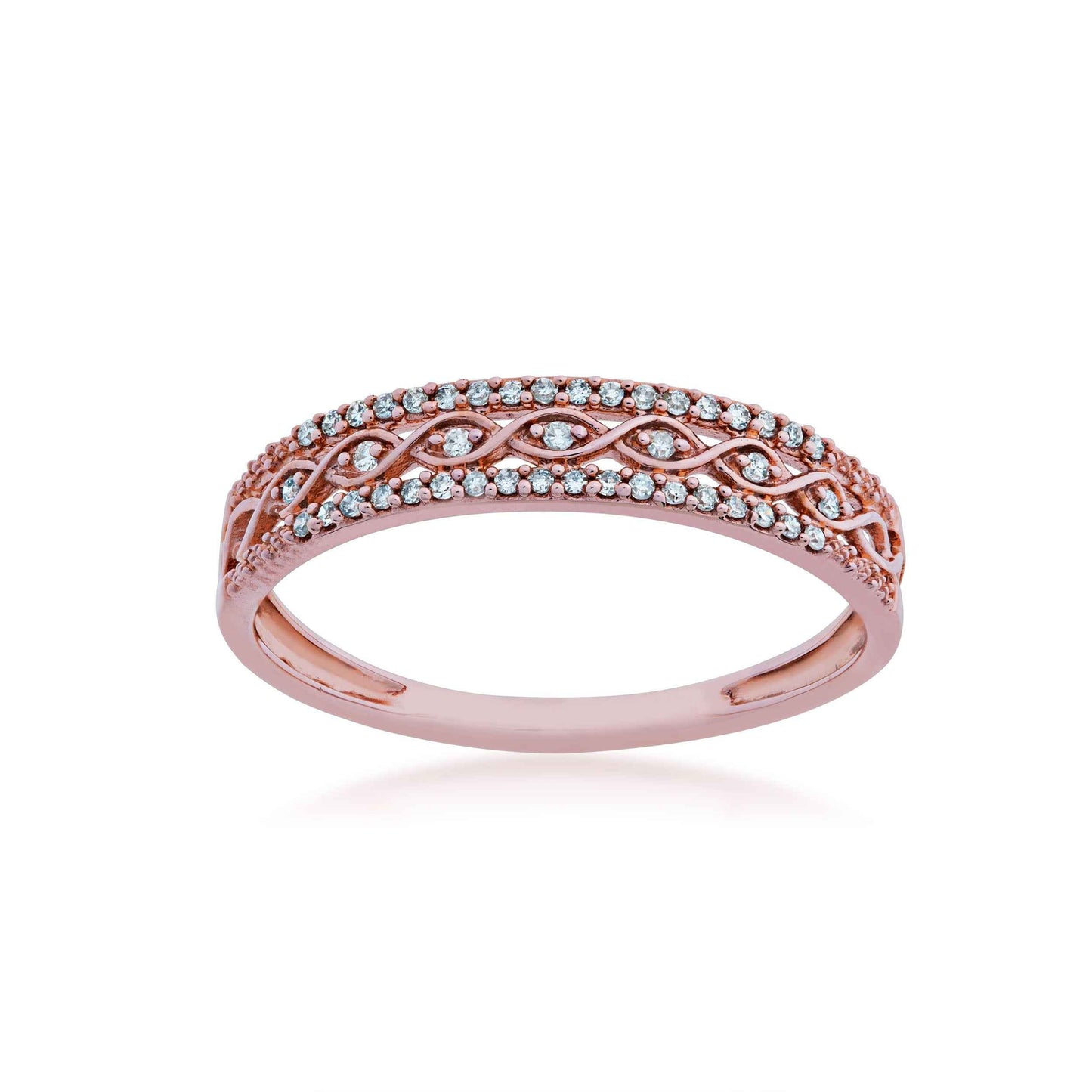 1/10 ct. tw. Diamond Fashion Band with Filigree and Infinity Inspired Design in 10K Pink Gold