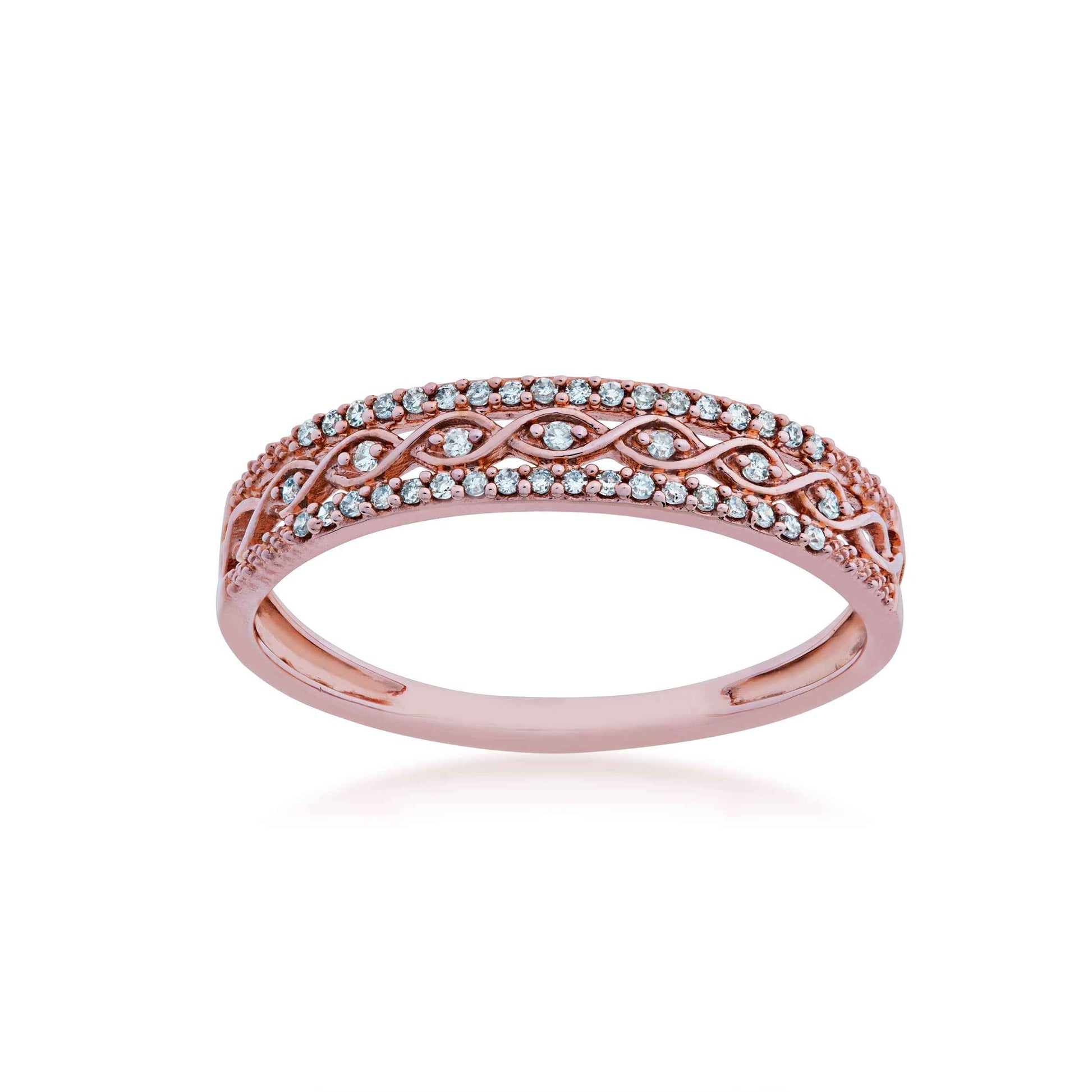 1/10 ct. tw. Diamond Fashion Band with Filigree and Infinity Inspired Design in 10K Pink Gold