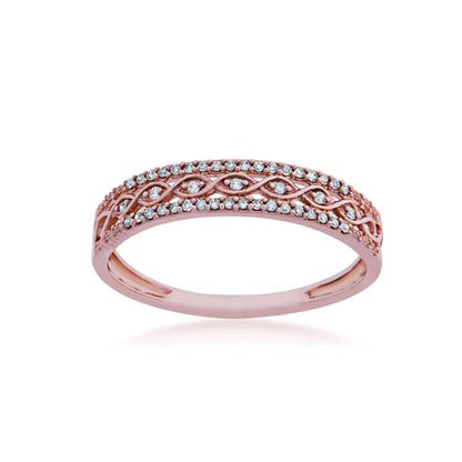 1/10 ct. tw. Diamond Fashion Band with Filigree and Infinity Inspired Design in 10K Pink Gold