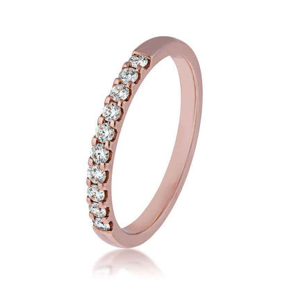 1/4 ct. tw. 10-Stone Round Brilliant Prong-Set Diamond Anniversary Band in 14K Pink Gold front view