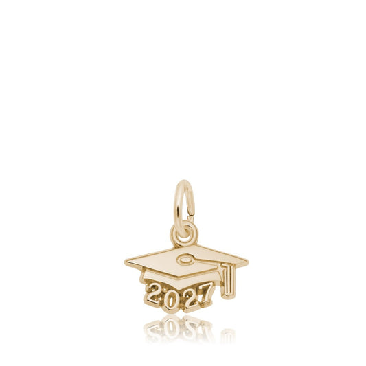 Grad Cap 2027 Charm in 14K Yellow Gold