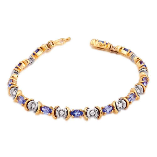 Tanzanite and Diamond Bracelet In Yellow Gold