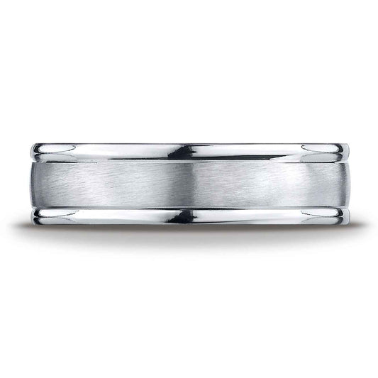 BENCHMARK Mens 6MM Cobalt Chrome Wedding Band with Satin Finish