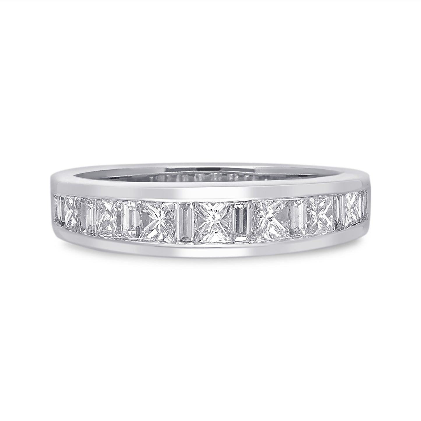 Kallati 1 ct. tw. Princess Cut & Baguette Diamond Channel Set Ring in 14K White Gold