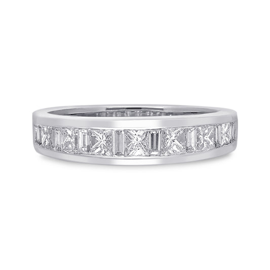 Kallati 1 ct. tw. Princess Cut & Baguette Diamond Channel Set Ring in 14K White Gold