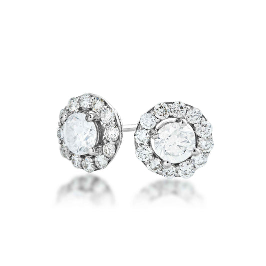 Amaura Collection 3/4 ct. tw. Diamond Halo Post Earrings in 10K White Gold