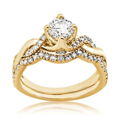 Noventa 1-1/4 ct. tw. Round Brilliant Diamond Twist Wedding Set in 14K Yellow Gold