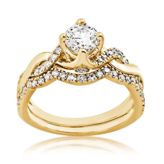 Noventa 1-1/4 ct. tw. Round Brilliant Diamond Twist Wedding Set in 14K Yellow Gold