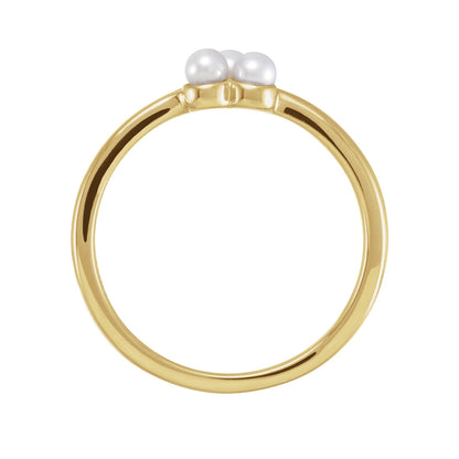 Cultured Freshwater Pearl Cluster Ring in 14K Yellow Gold front view