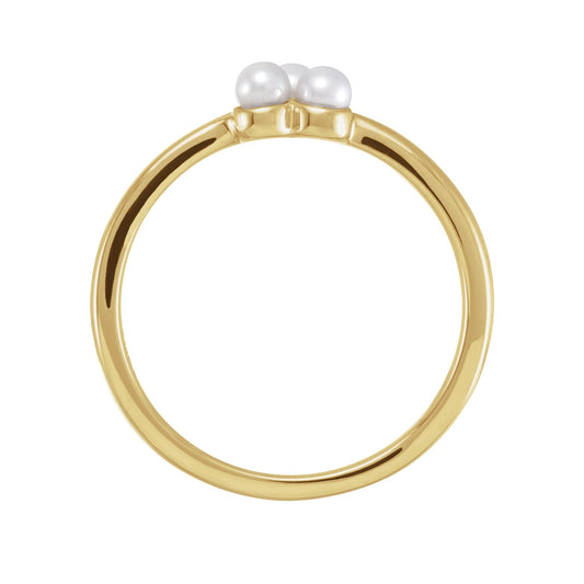 Cultured Freshwater Pearl Cluster Ring in 14K Yellow Gold front view