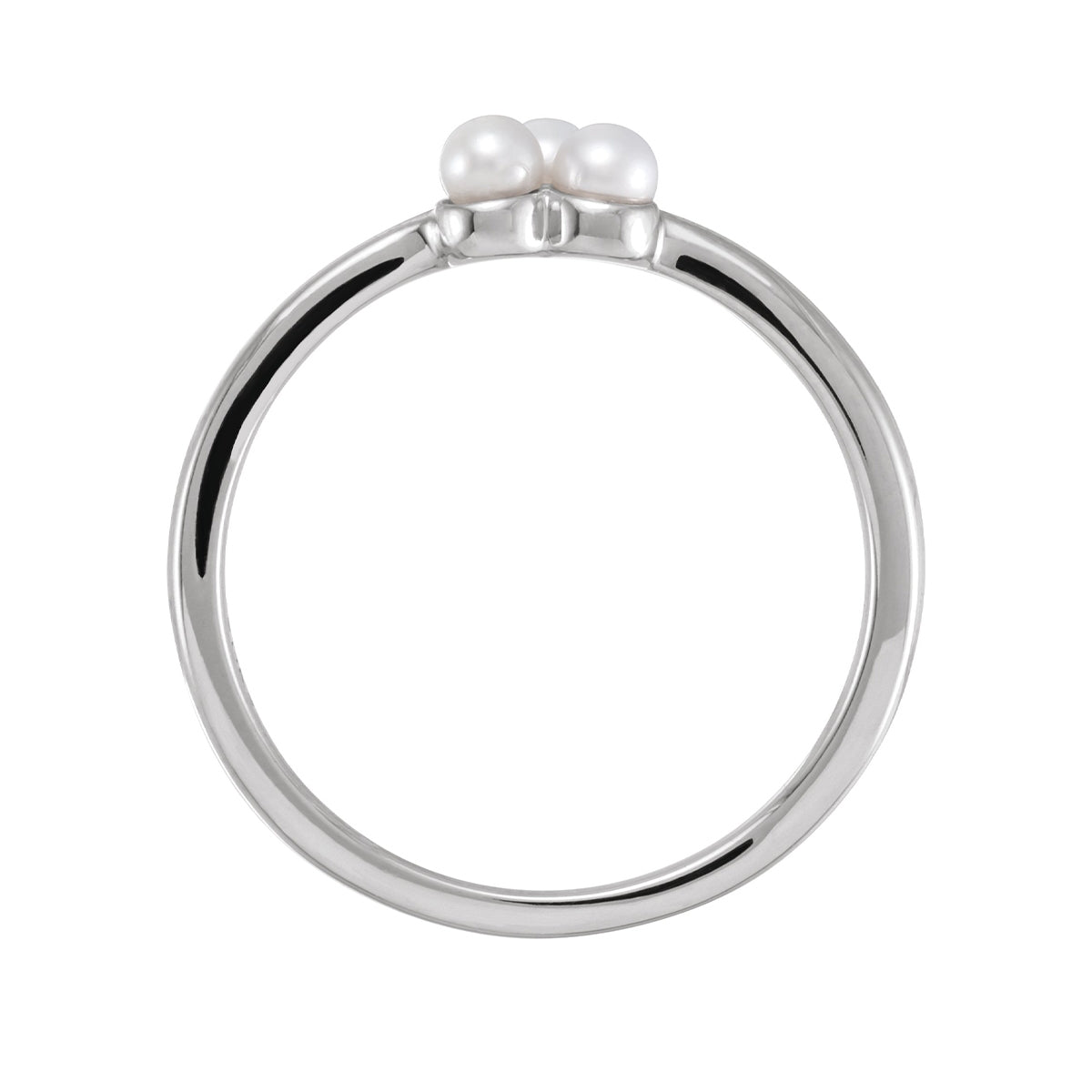 Cultured Freshwater Pearl Cluster Ring in 14K White Gold front view