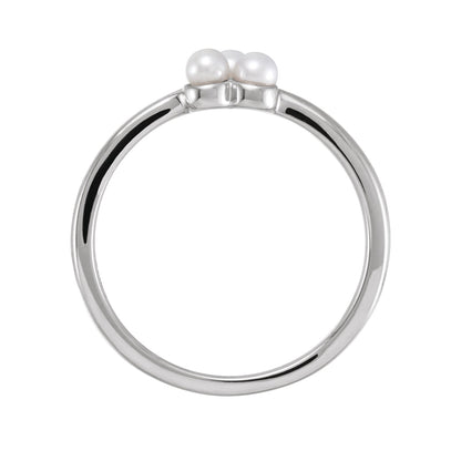 Cultured Freshwater Pearl Cluster Ring in 14K White Gold front view