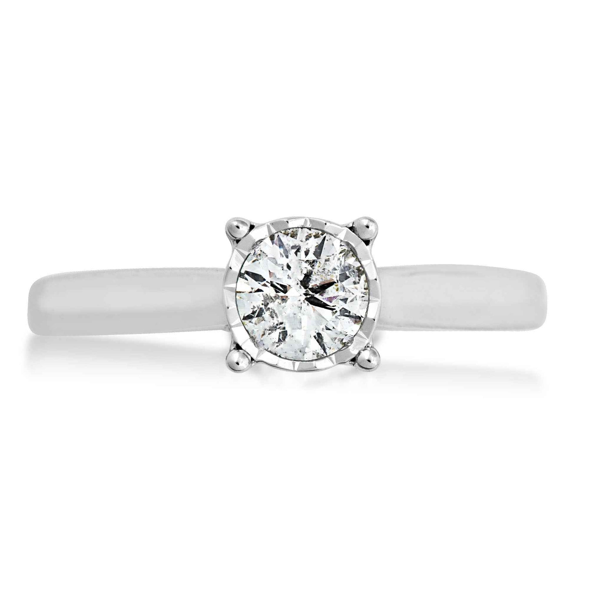 1/2ct.tw Round Brilliant Diamond Solitaire Engagement Ring front view