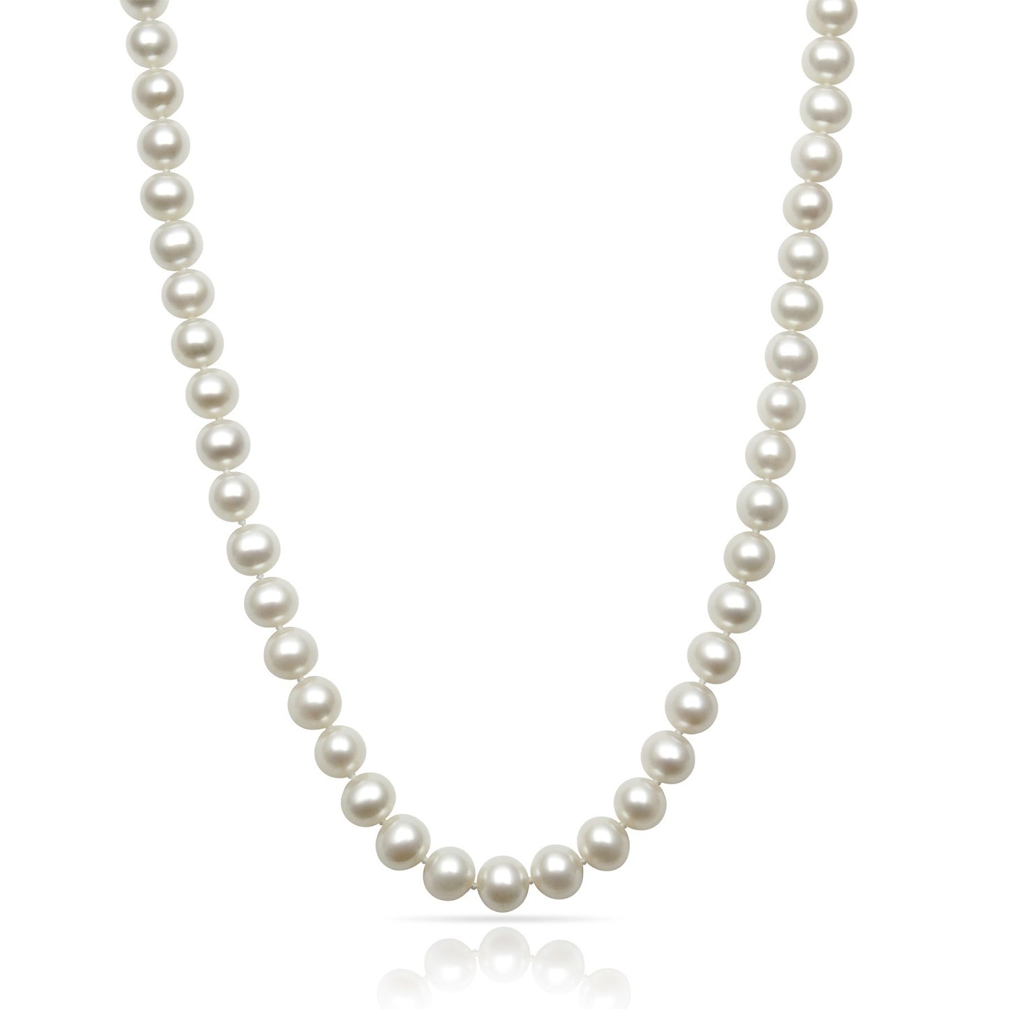 18-inch White Freshwater 8-9MM Pearl Strand Necklace in 14K Yellow Gold