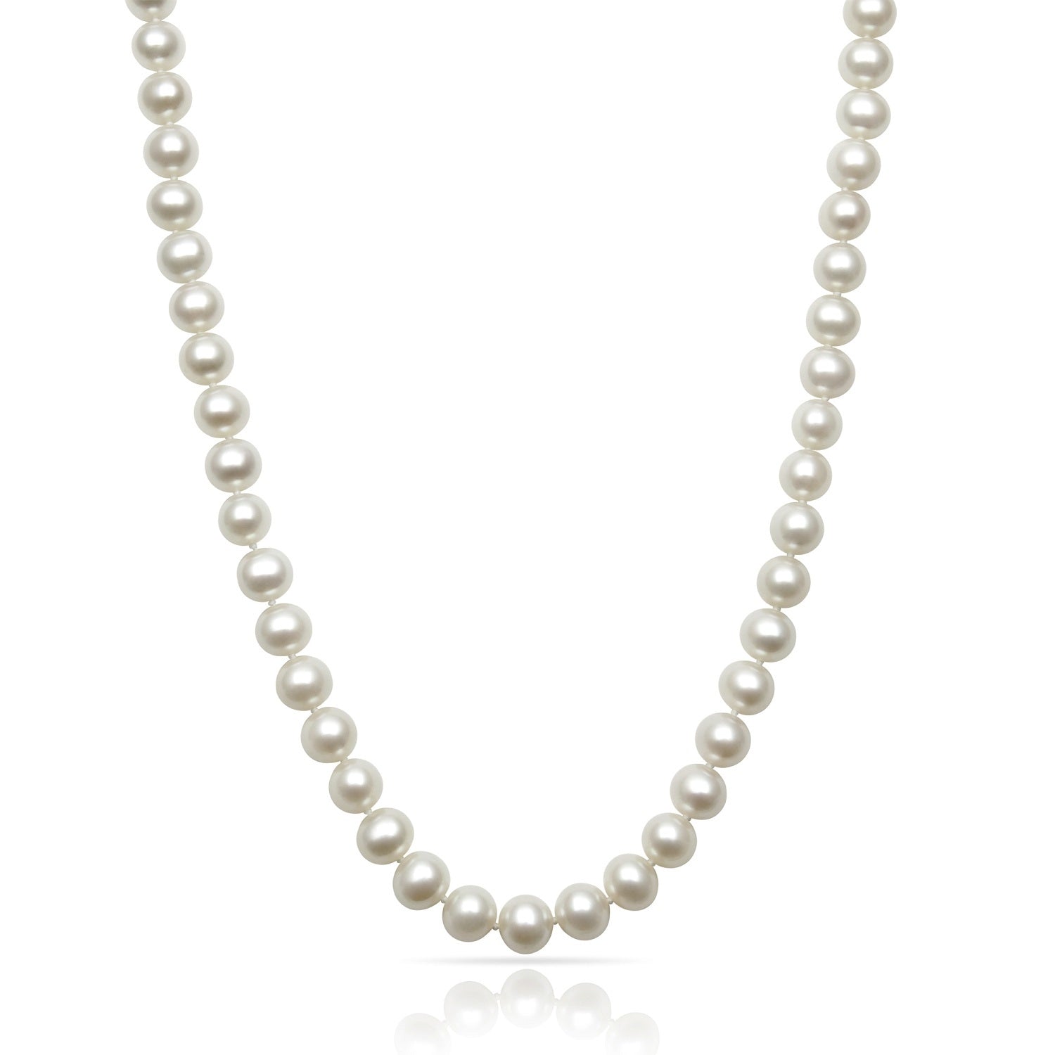 18-inch White Freshwater 8-9MM Pearl Strand Necklace in 14K Yellow Gold