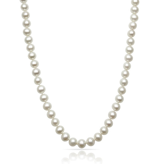 18-inch White Freshwater 8-9MM Pearl Strand Necklace in 14K Yellow Gold