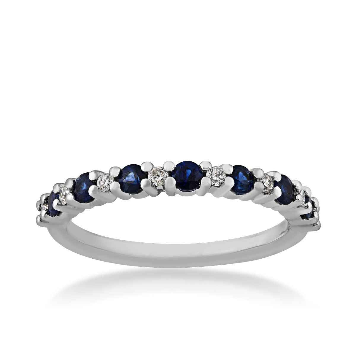 Sapphire and 1/10 ct. tw. Diamond Fashion Band in 10K White Gold