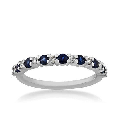 Sapphire and 1/10 ct. tw. Diamond Fashion Band in 10K White Gold