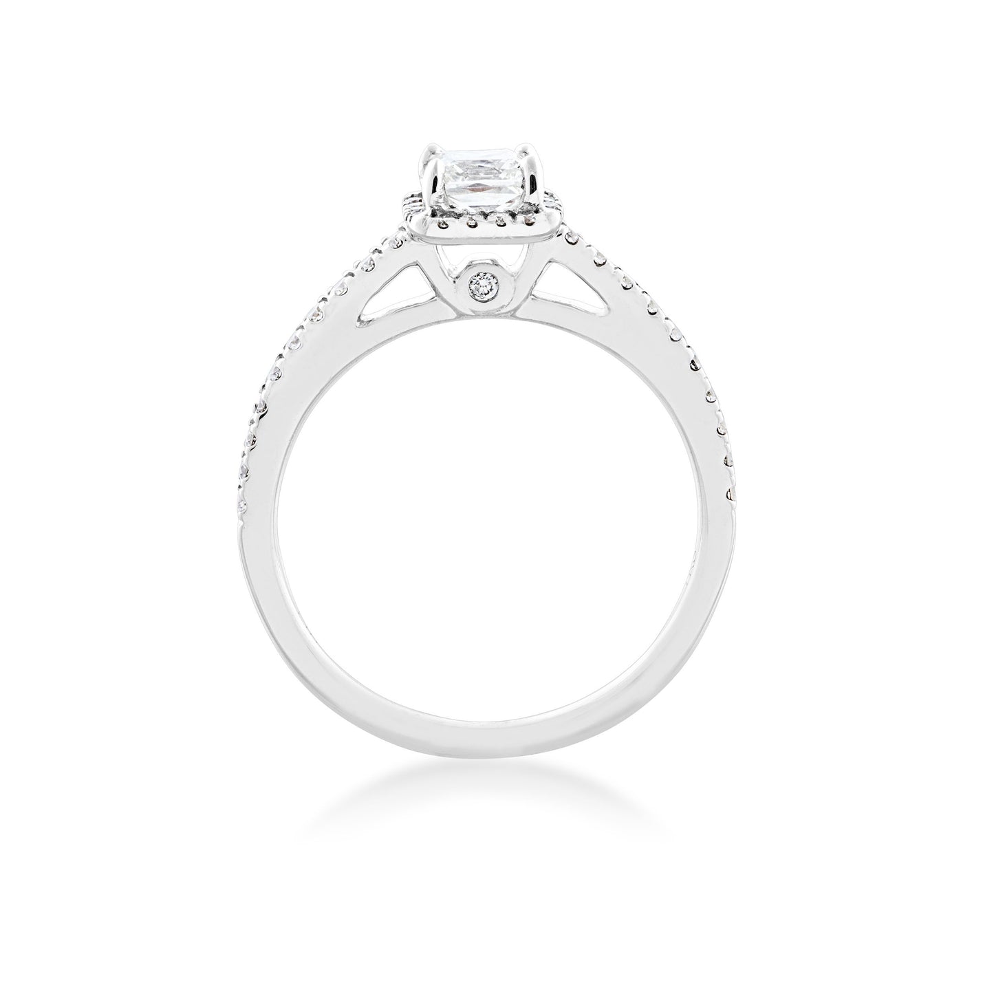 Noventa 7/8 ct. tw. Princess Cut Diamond Halo Wedding Set in 14K White Gold side profile
